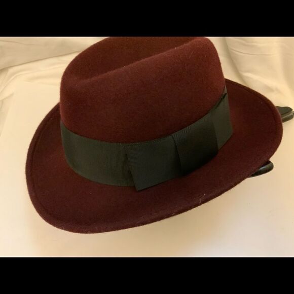 Kate Spade New York hats off Burgundy  black  Hat - One Size  Gorgeous - Picture 10 of 12